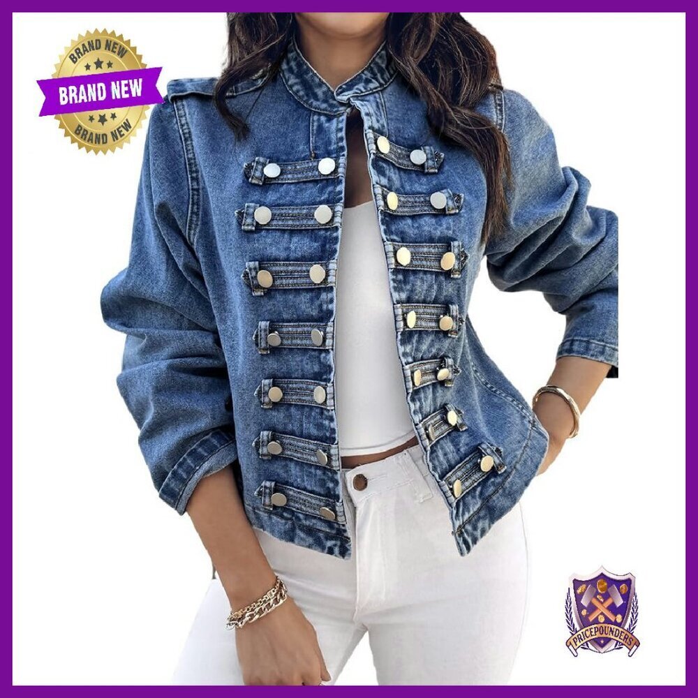Lightweight Denim Jacket Stand Collar Slim Fit Casual Fall Coat
